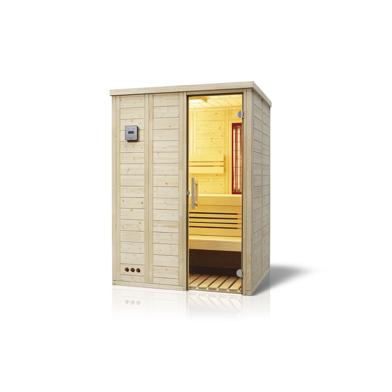 infrarot-sauna-vitalis-148-complete_set Komibsauna und Infrarotkabine Vitalis Complete 148, inkl. Verdampferofen und VitalLight ABC Strahler