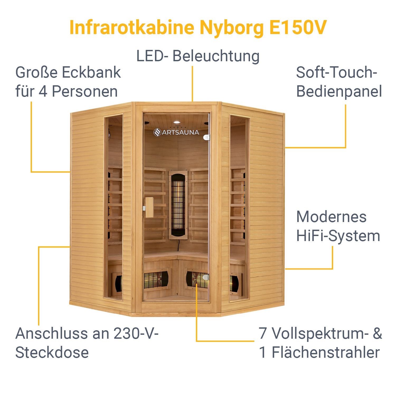 Infrarotkabine Nyborg E150V aus Hemlockholz
