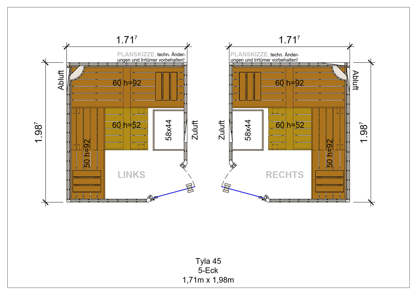 Sauna premium de madera maciza Tyla pentagonal fabricada a medida