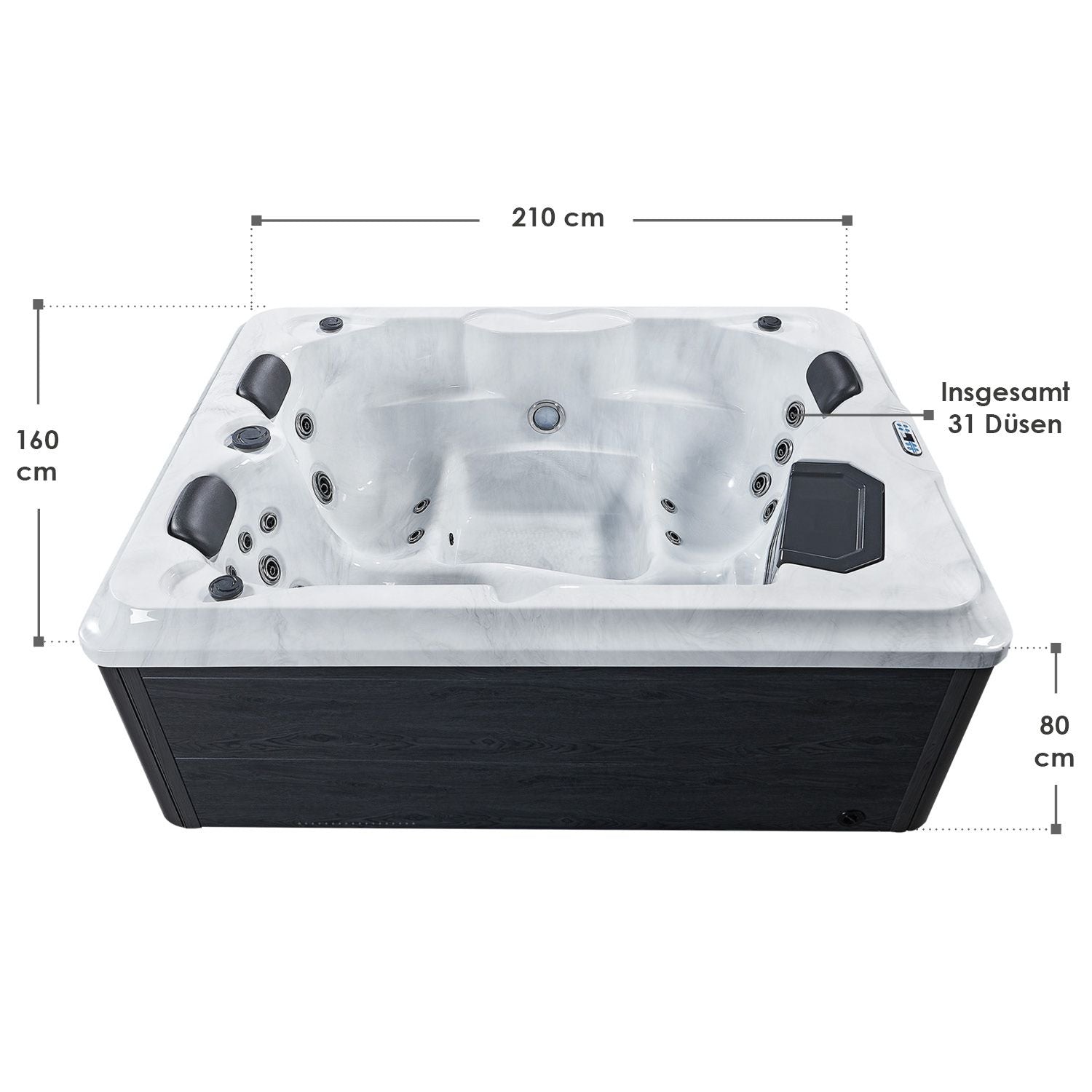 Outdoor-Whirlpool Oasis inkl. Abdeckung (ohne Treppe)
