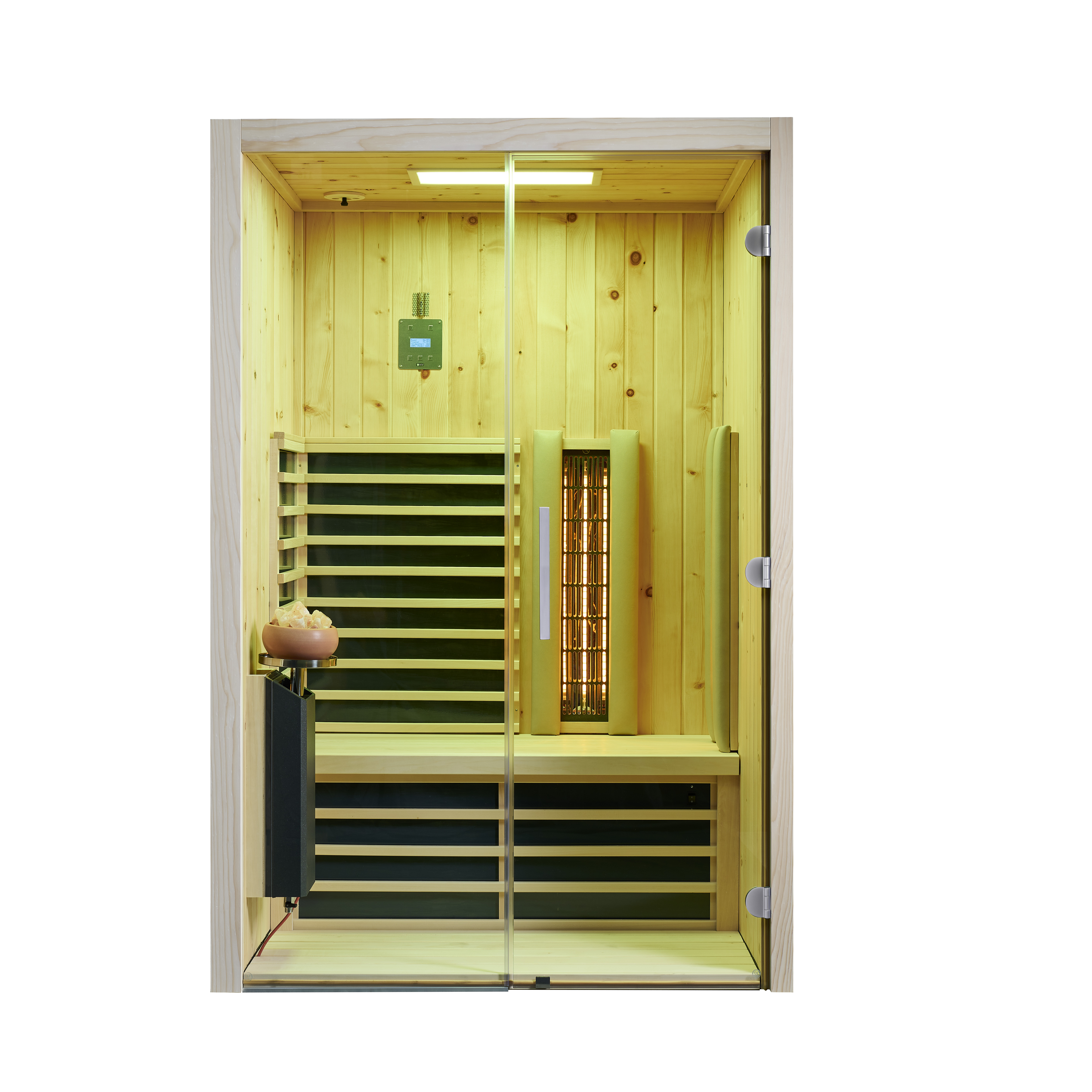 Infrarotkabine TrioSol Glas 125 Zirbe VG / 125 x 112 x 201,5 cm Infrarotkabine TrioSol Glas 125 Zirbe VG / 125 x 112 x 201,5 cm