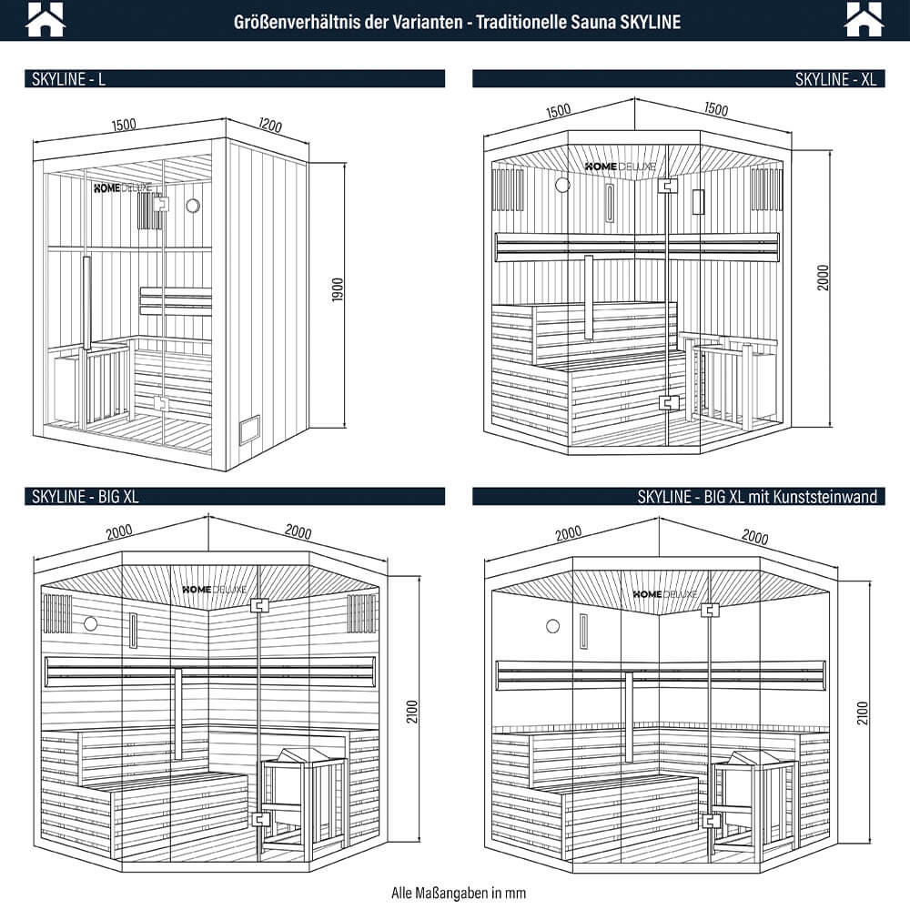 Sauna Skyline XL z drewna Hemlock / 150 x 150 x 200 cm
