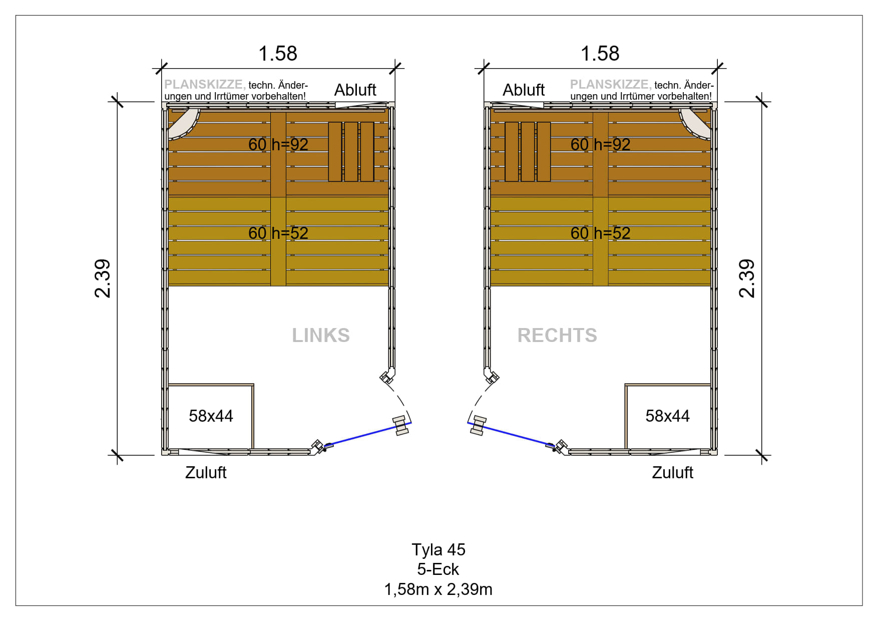 Sauna premium de madera maciza Tyla pentagonal fabricada a medida