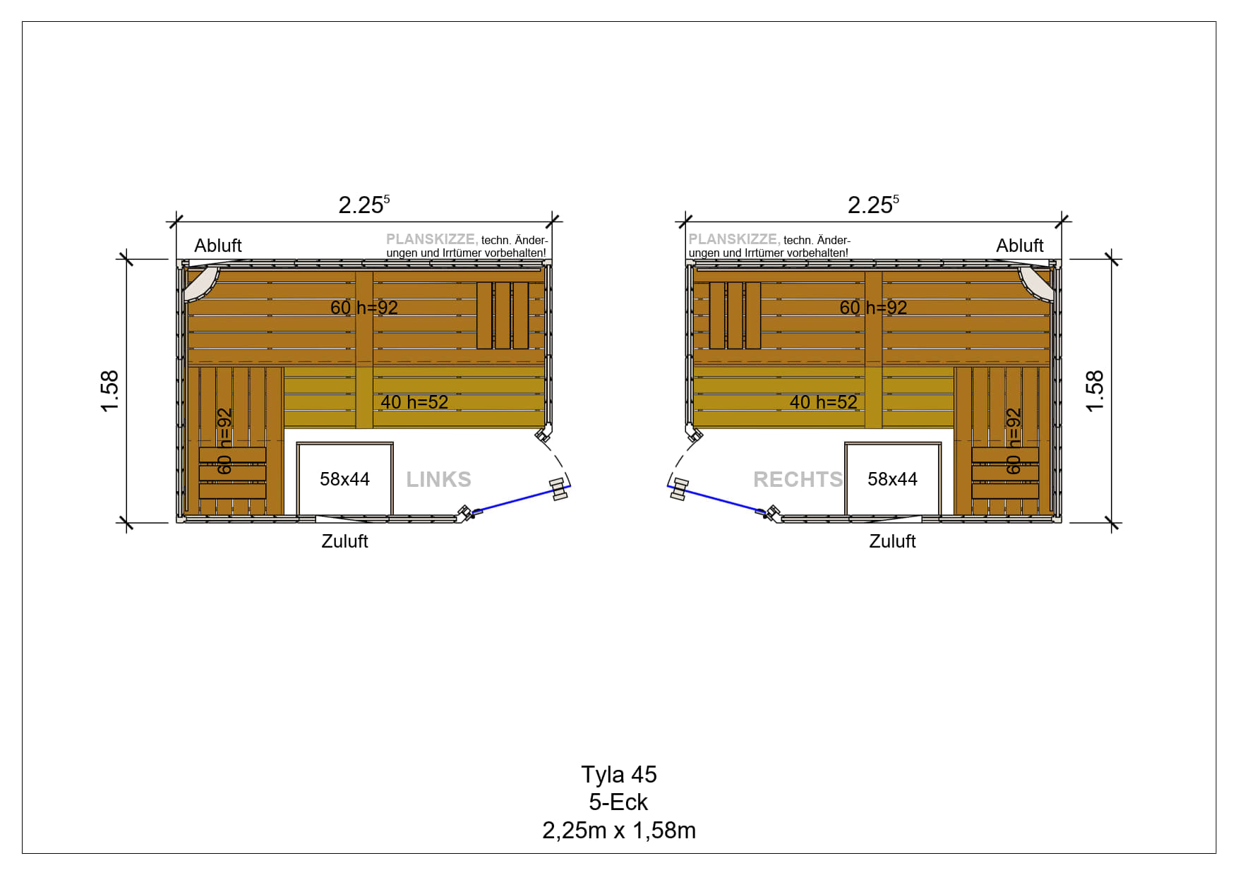 Sauna premium de madera maciza Tyla pentagonal fabricada a medida