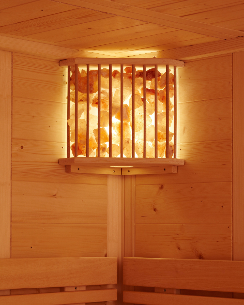 Infraworld Salzkristallleuchte für die Sauna inkl. 4 kg Salzsteine