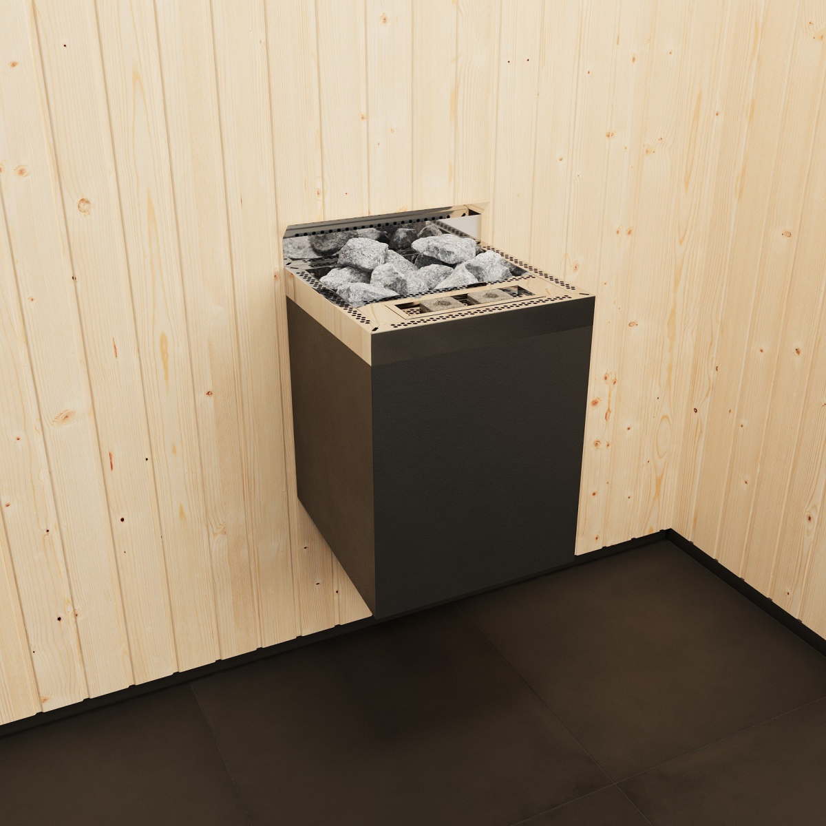 Infraworld Verdampferofen Sparta Wall Combi 8 kW / 2 kW, Wandausführung, Schwarz