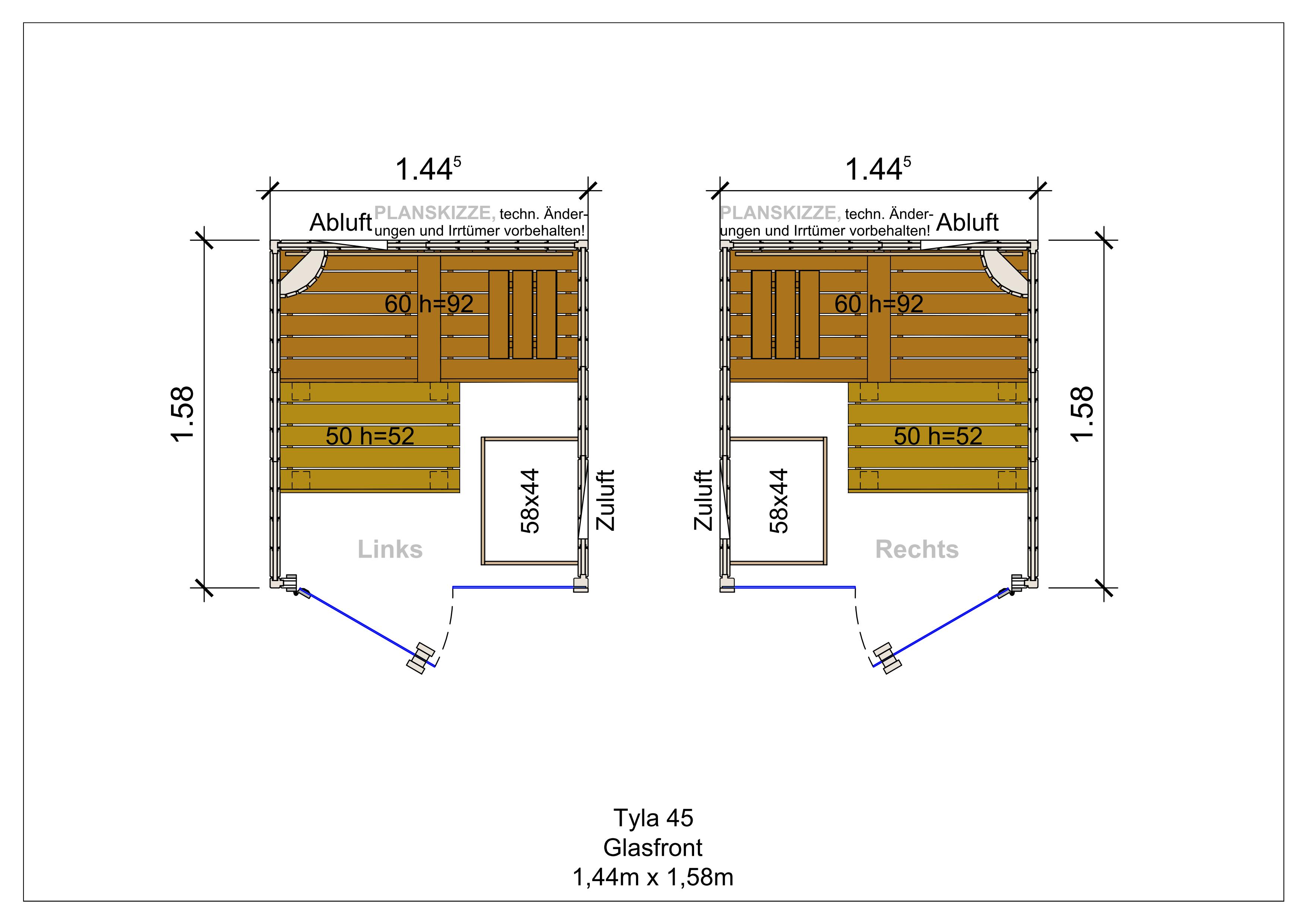 Sauna premium de madera maciza Tyla con frente de cristal fabricada a medida