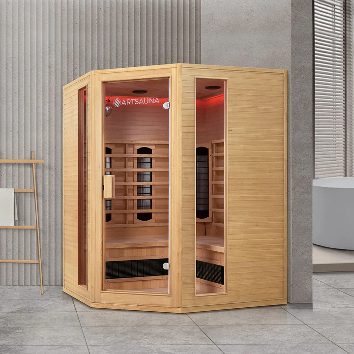 Infrarotkabine Nyborg E150K mit Keramikstrahlern aus Hemlockholz