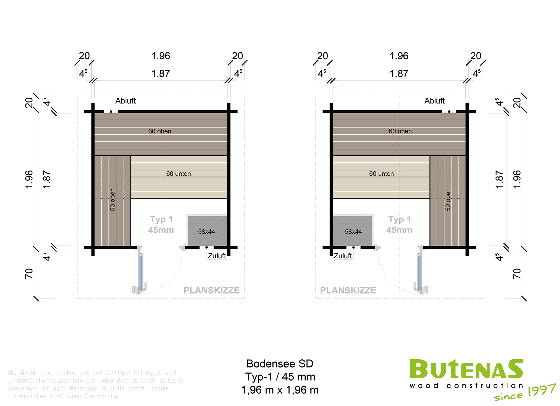 Sauna exterior de madera maciza WIEN