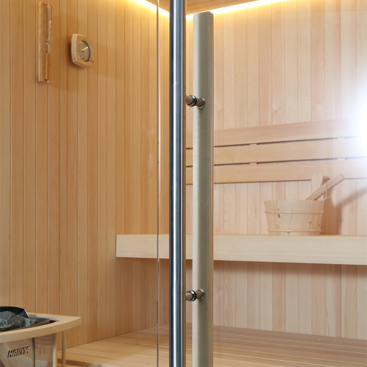 Finnische Sauna E1802 aus Pinienholz inkl. Saunaofen / 180 x 180 cm