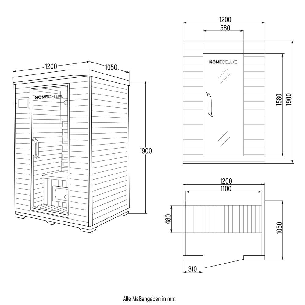 Infrasauna Redsun M s keramickými zářiči 190 x 120 x 105 cm