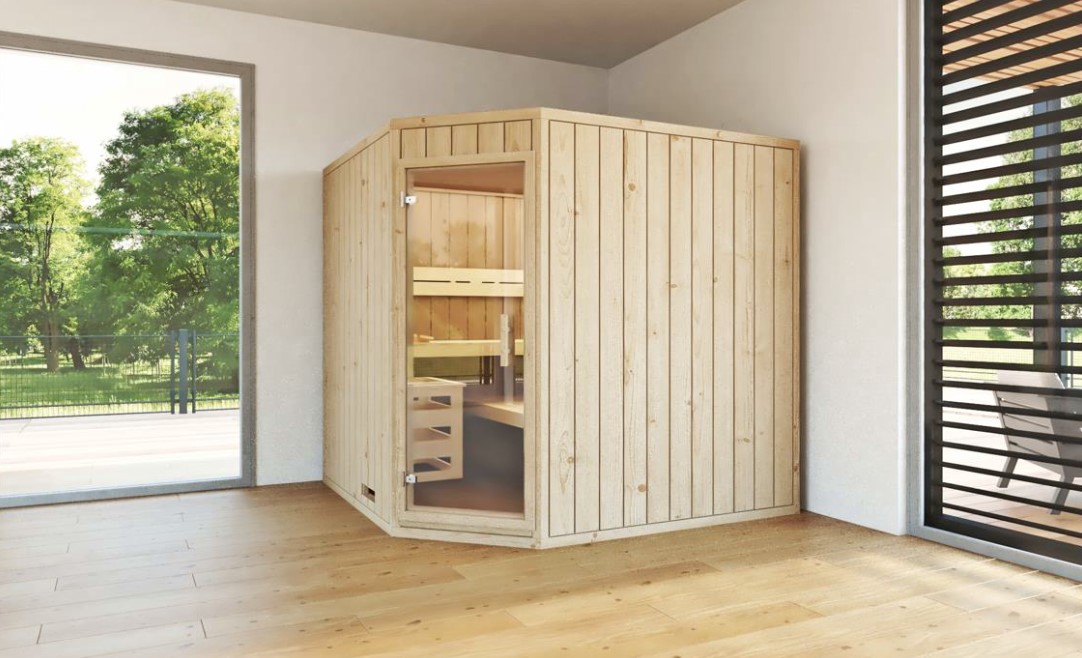 Premium-Massivholzsauna Tyla 5-Eck Maßanfertigung