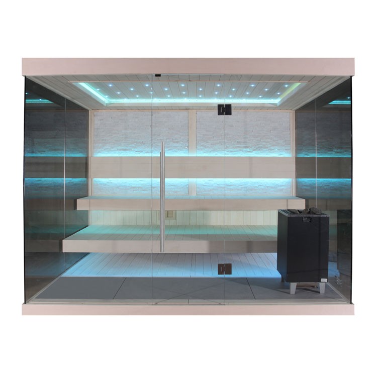 Finnische Sauna AWT E1240A aus Pappelholz inkl. Saunaofen EOS Cubo Finnische Sauna AWT E1240A aus Pappelholz inkl. Saunaofen EOS Cubo