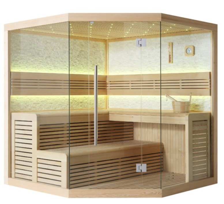 Sauna E1101B Hemlock 200x200 ohne Ofen