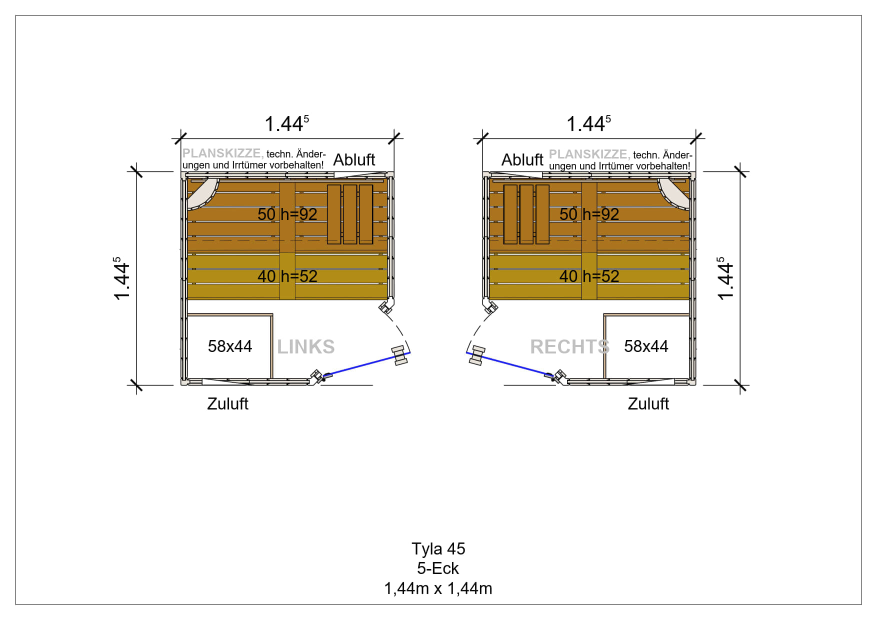 Sauna premium de madera maciza Tyla pentagonal fabricada a medida