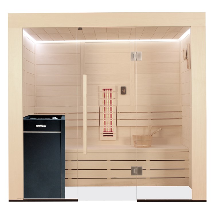 Innensauna/Kombisauna AWT E1203A-IR aus Pappelholz inkl. Saunaofen Vitra mit Vollspektrumstrahler / 202 x 133 Innensauna/Kombisauna AWT E1203A-IR aus Pappelholz inkl. Saunaofen Vitra mit Vollspektrumstrahler / 202 x 133