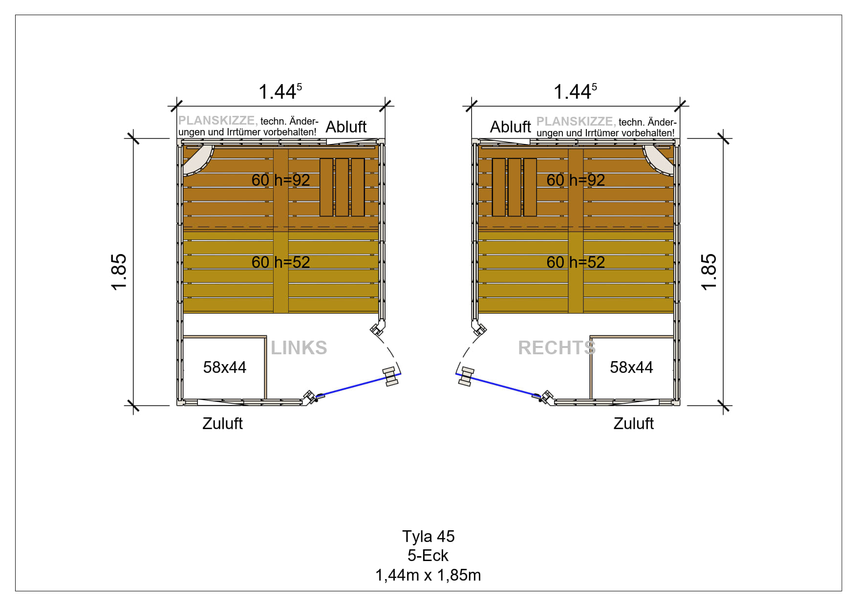 Sauna premium de madera maciza Tyla pentagonal fabricada a medida