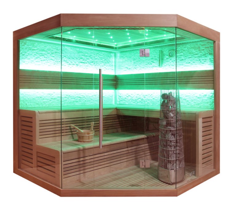 Sauna E1242C rote Zeder 180x180 ohne Saunaofen