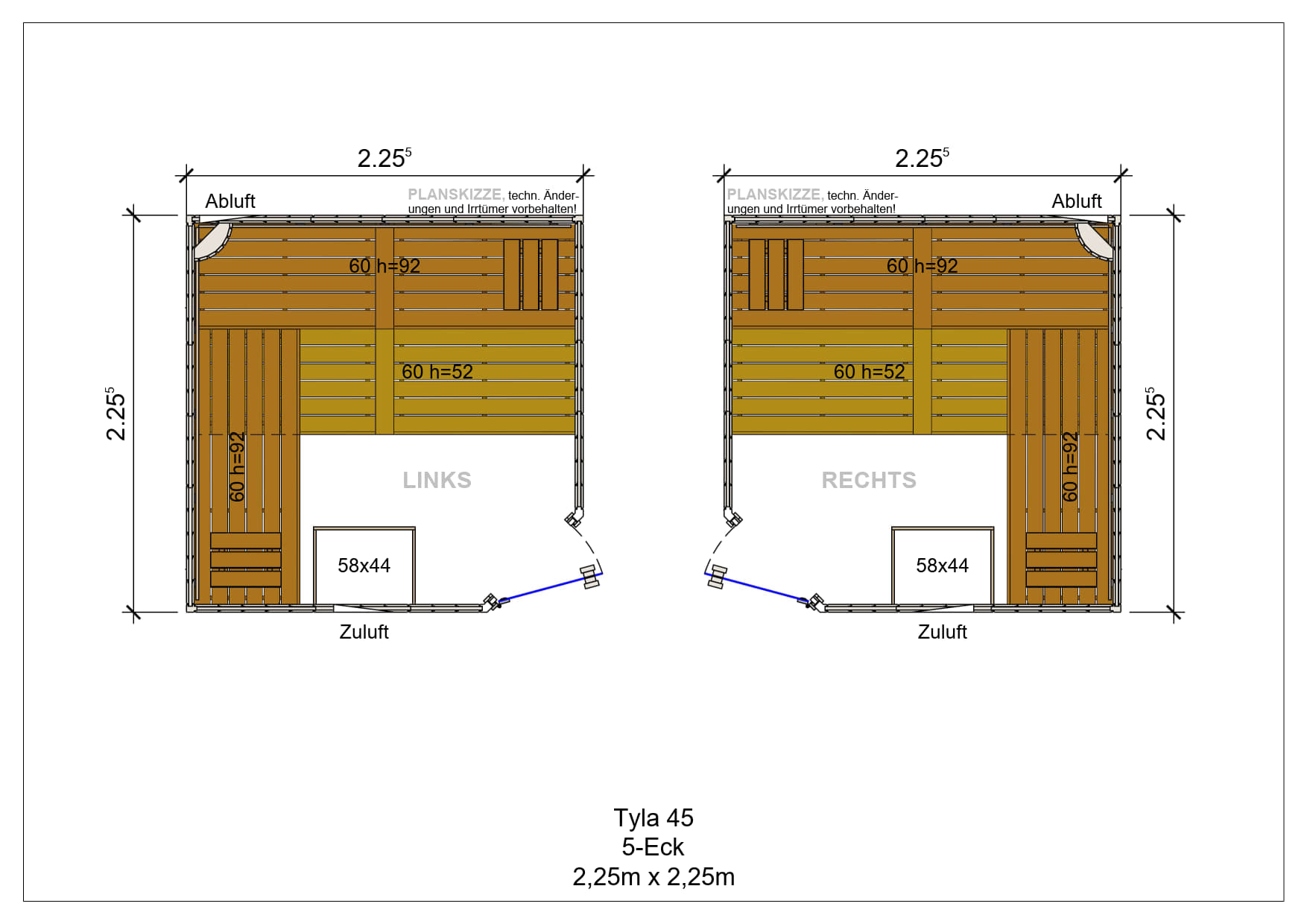 Sauna premium de madera maciza Tyla pentagonal fabricada a medida