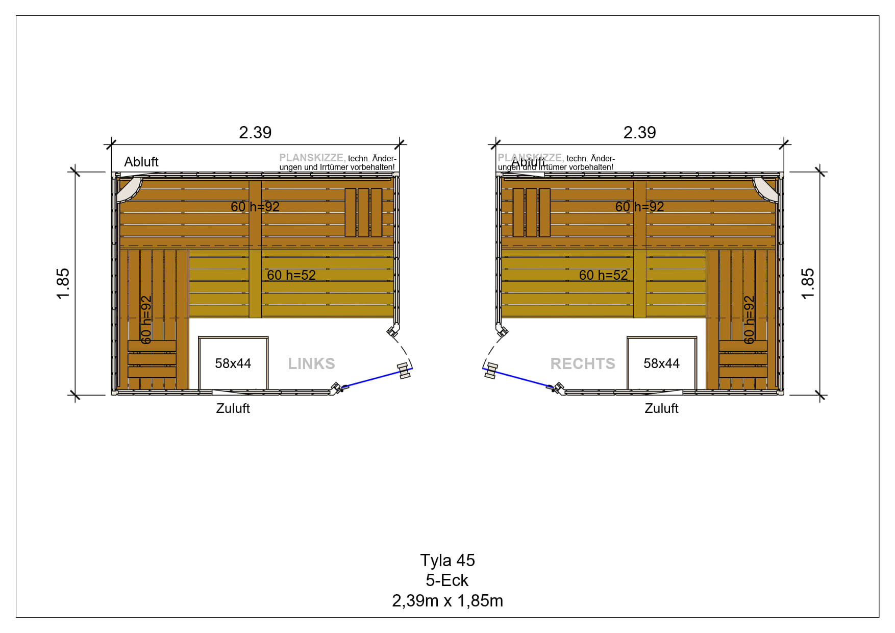 Sauna premium de madera maciza Tyla pentagonal fabricada a medida