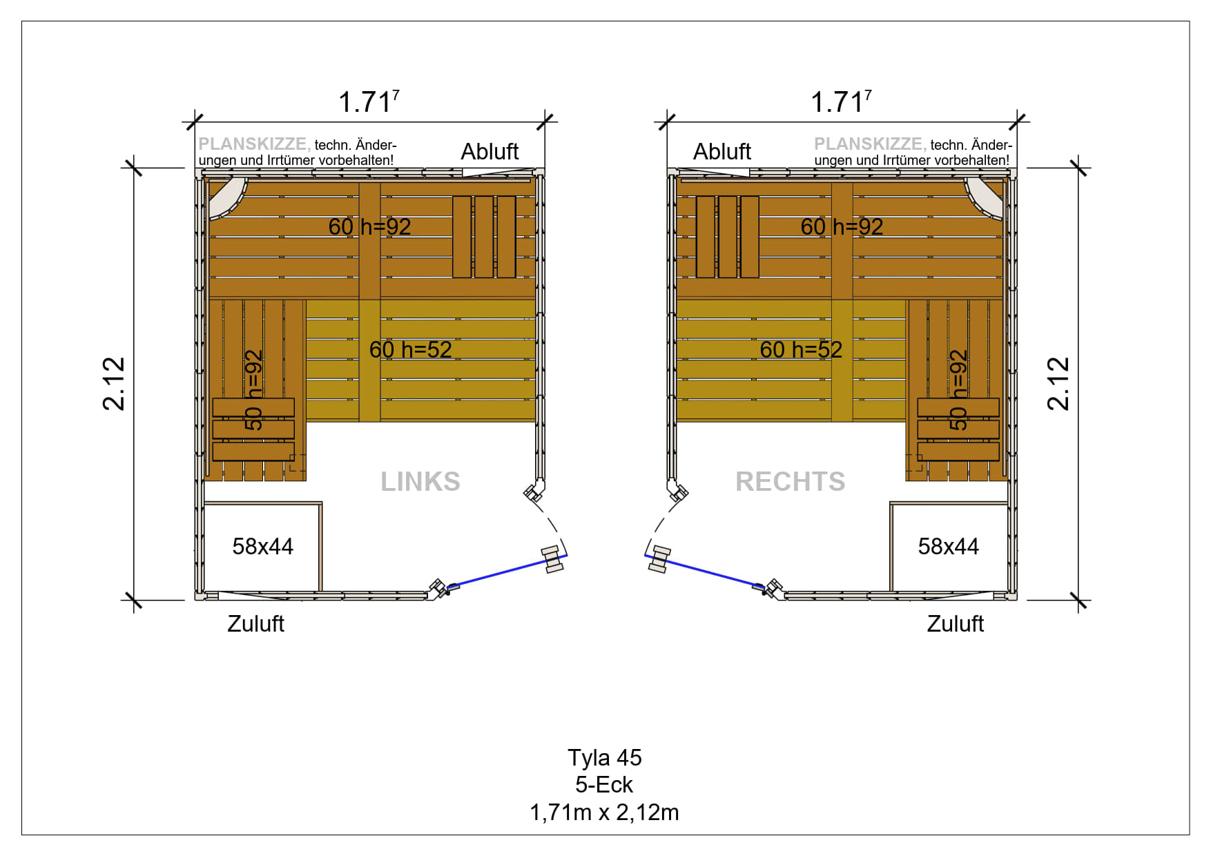 Sauna premium de madera maciza Tyla pentagonal fabricada a medida