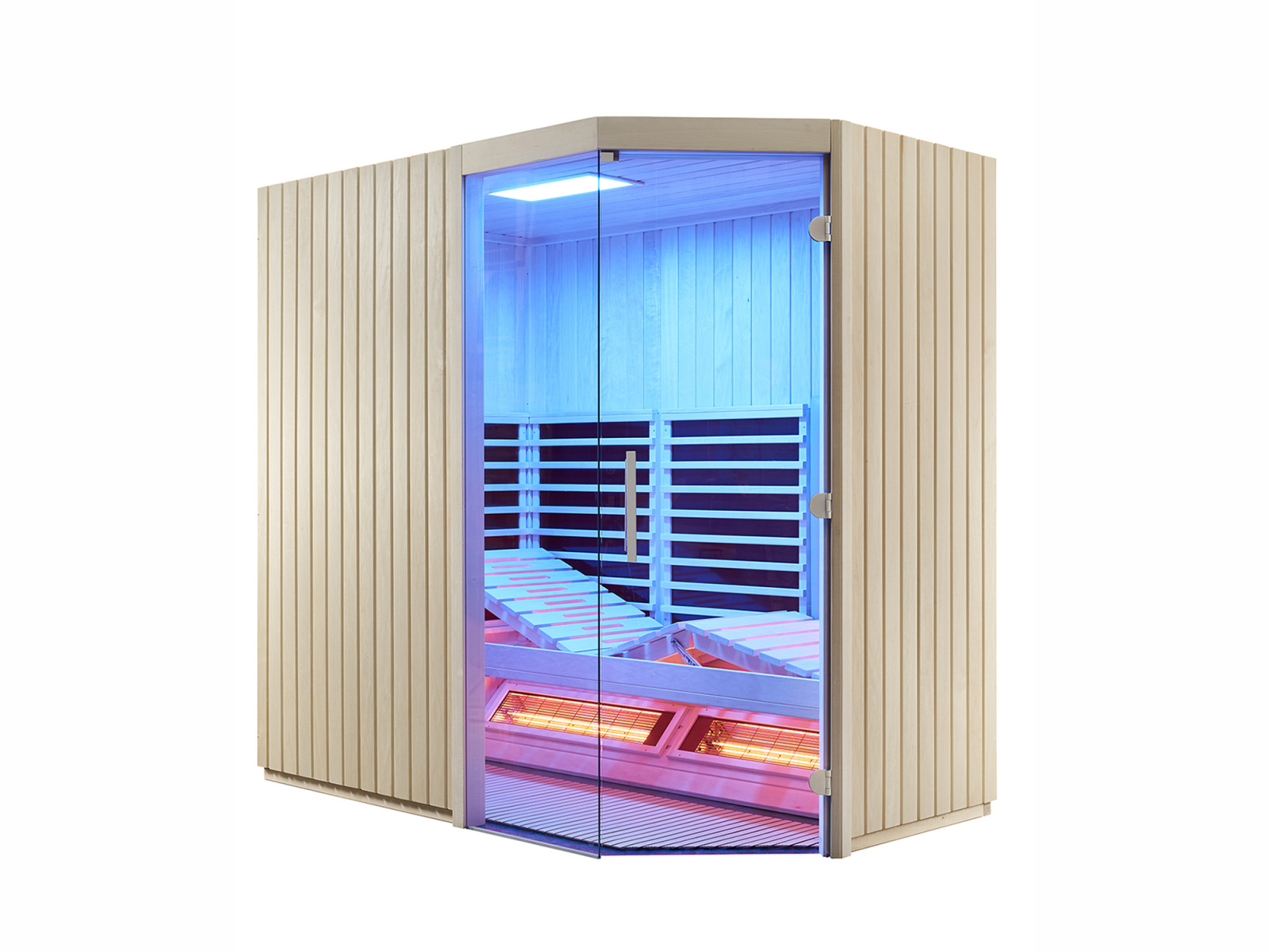 Cabine infrarouge Infraworld Triosol Sera avec couchette, système à double émetteur et évaporateur de sel