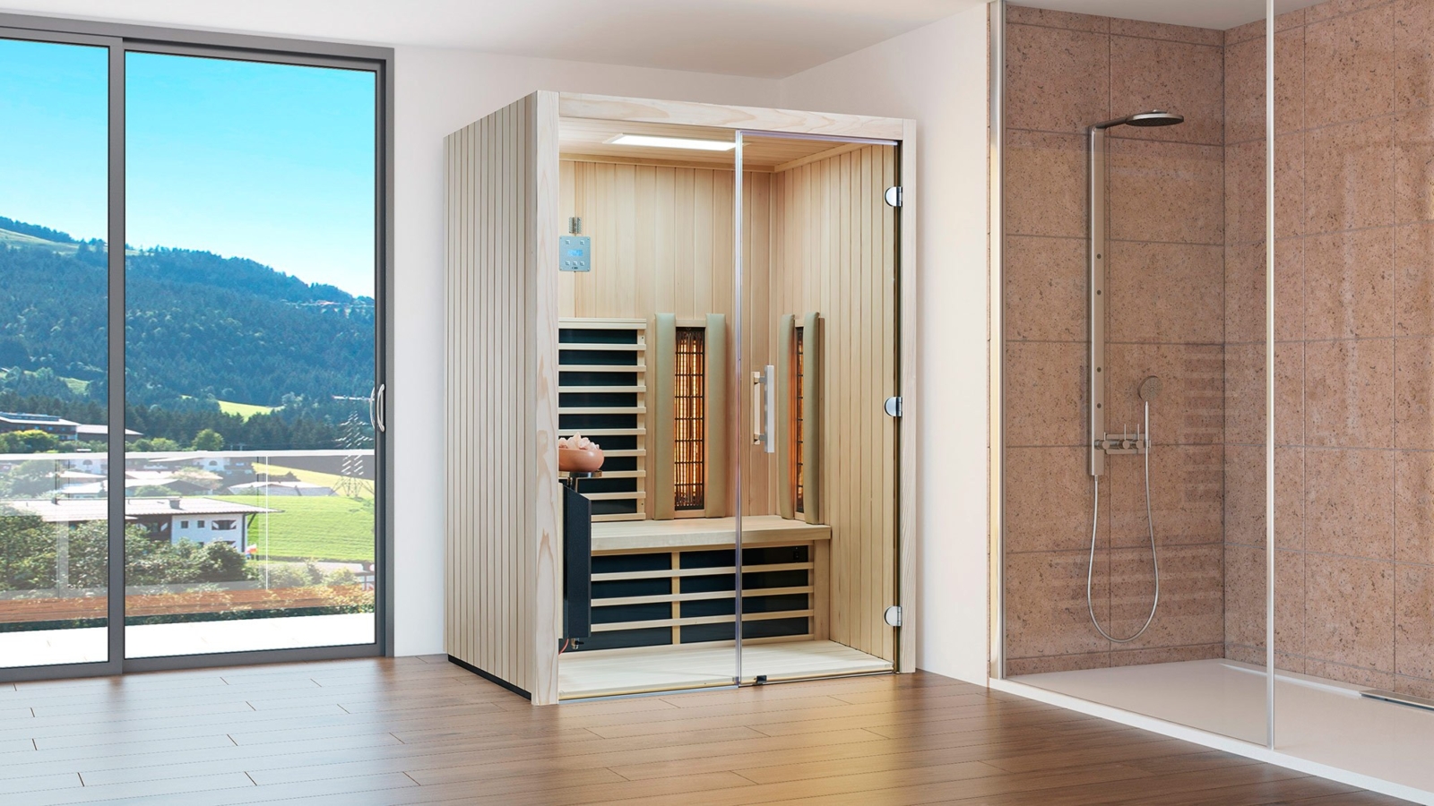 Cabine infrarouge Triosol Glas 145 sapin VG / 145 x 112 x 201,5 cm