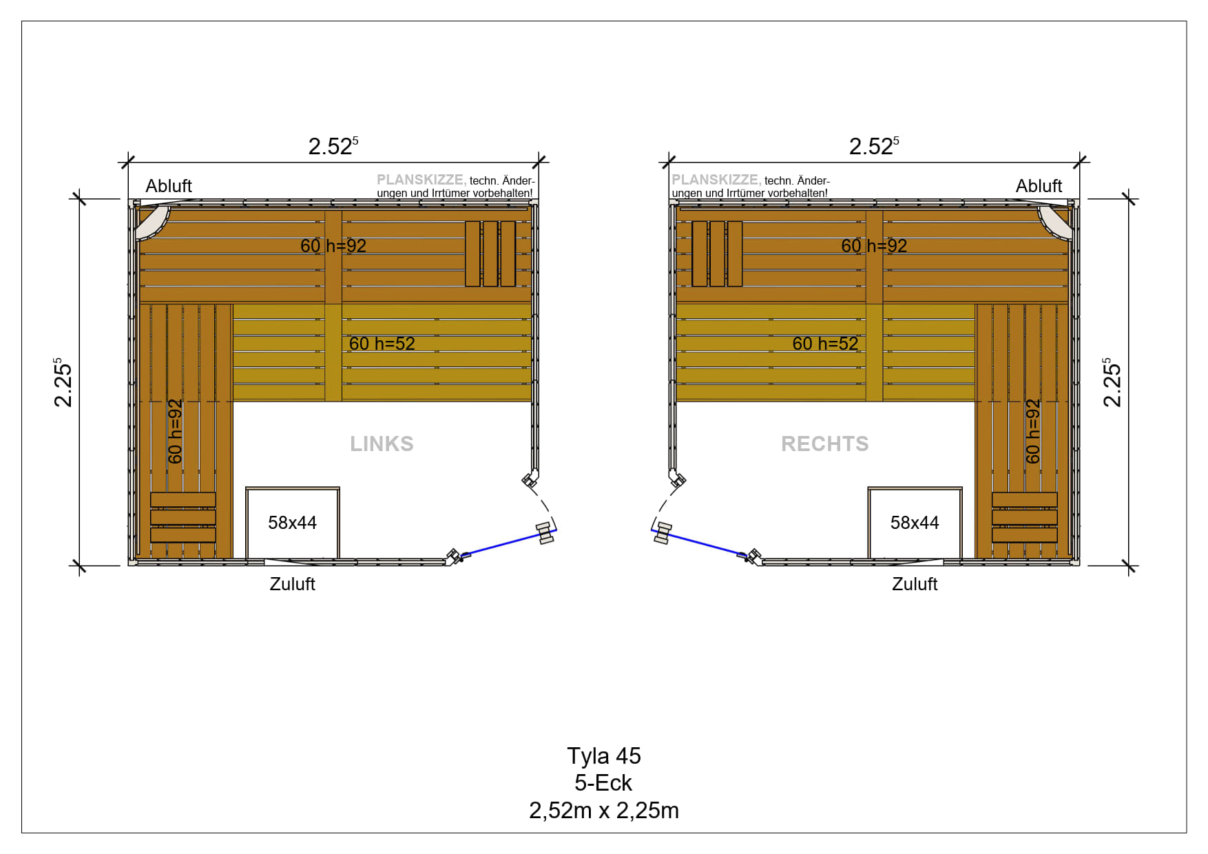 Sauna premium de madera maciza Tyla pentagonal fabricada a medida