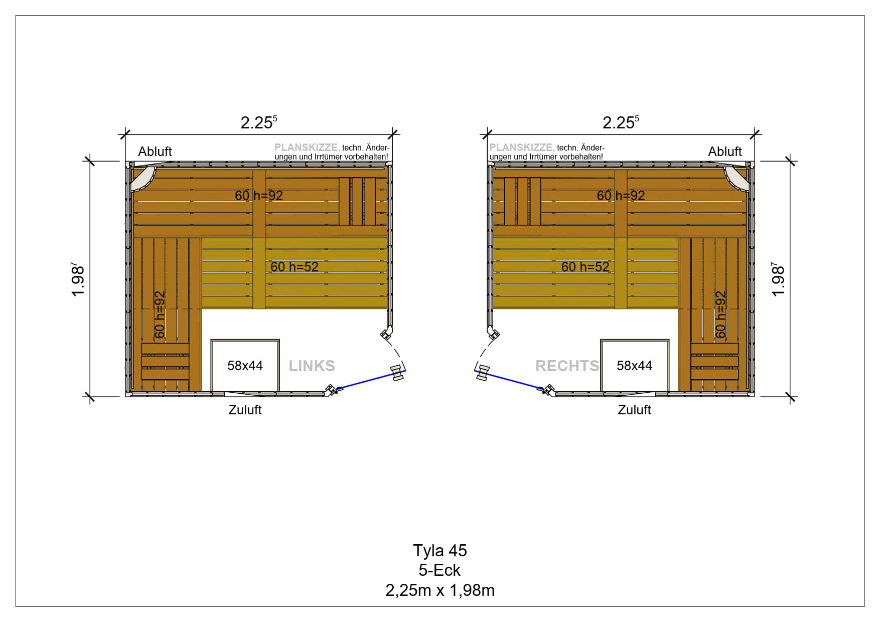 Sauna premium de madera maciza Tyla pentagonal fabricada a medida