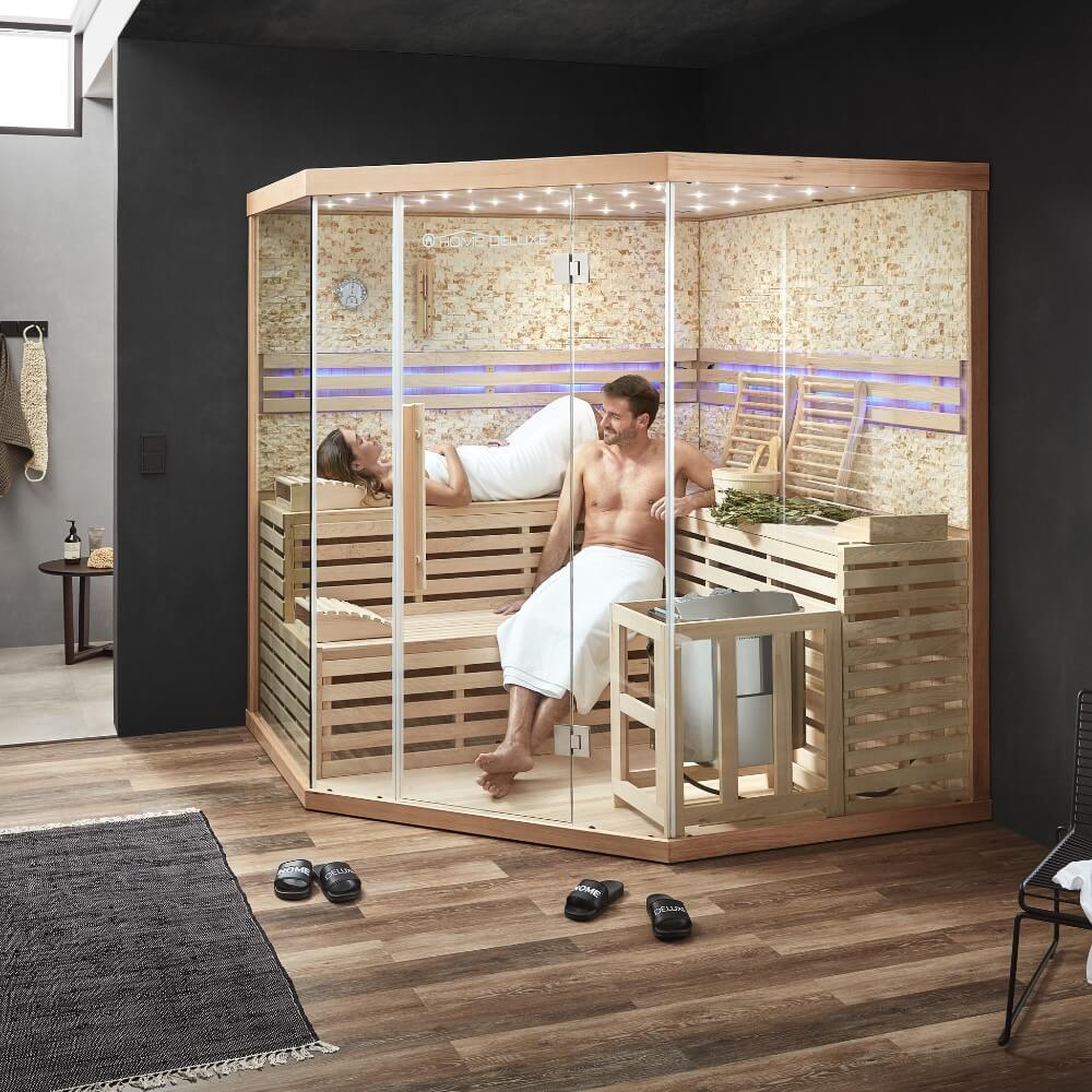 Sauna traditionnel Skyline XL BIG mur en pierre artificielle