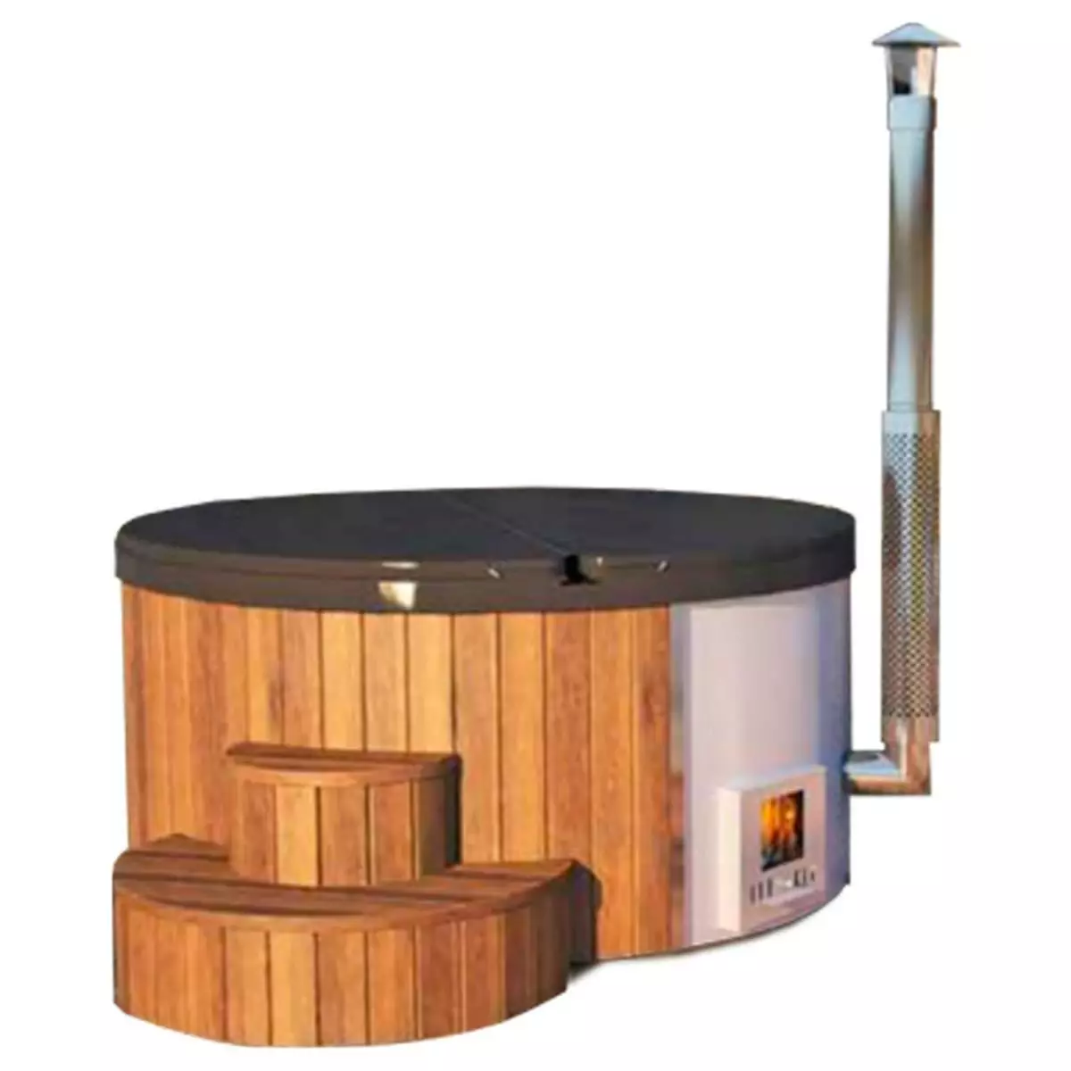 Hot Tub Deluxe-Grau Edition mit integriertem Holzofen