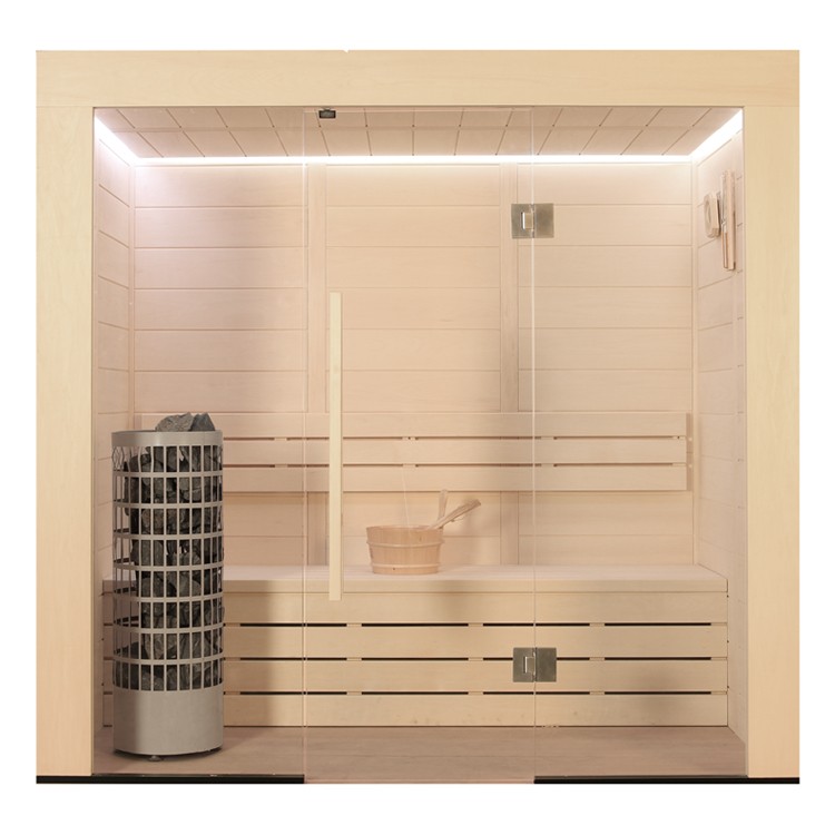 Finnische Sauna AWT E1203A aus Pappelholz inkl. Saunaofen Cilindro / 202 x 133 Finnische Sauna AWT E1203A aus Pappelholz inkl. Saunaofen Cilindro / 202 x 133