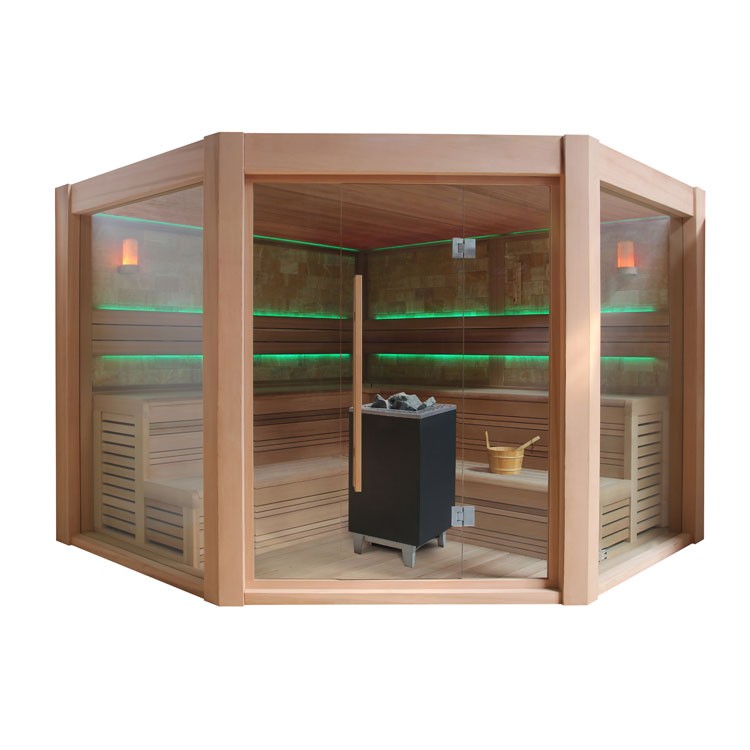Finnische Sauna AWT E1501A aus Zedernholz inkl. Saunaofen EOS Cubo / 300 x 300 Finnische Sauna AWT E1501A aus Zedernholz inkl. Saunaofen EOS Cubo / 300 x 300