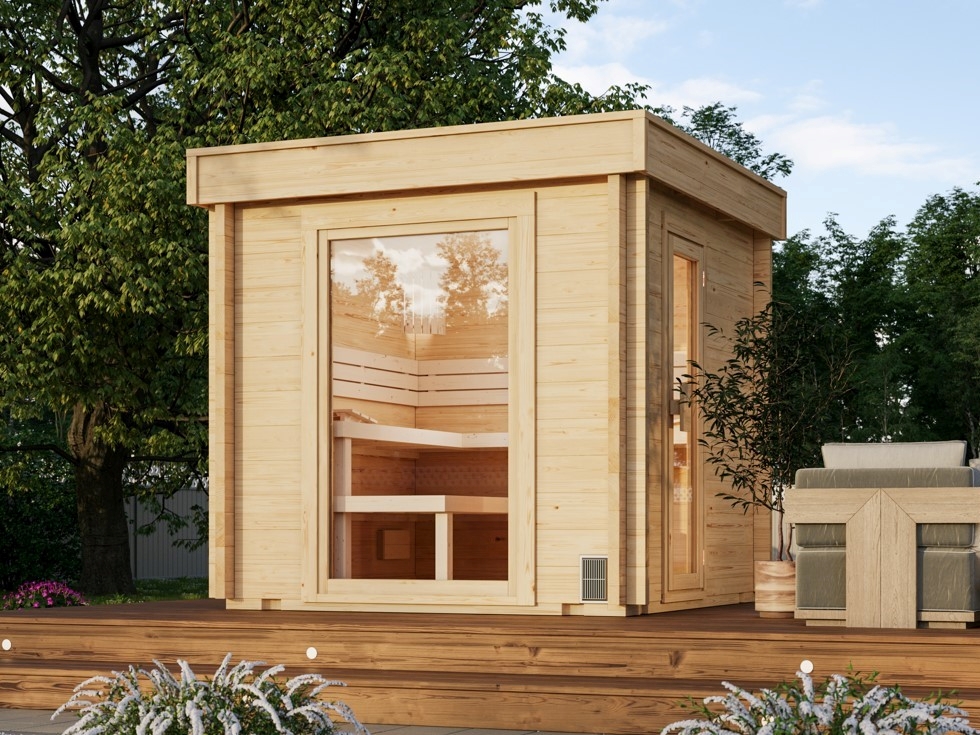 Design Gartensauna Massivholzsauna FUNNY-2323 im Sonderbau Design Gartensauna Massivholzsauna FUNNY-2323 im Sonderbau