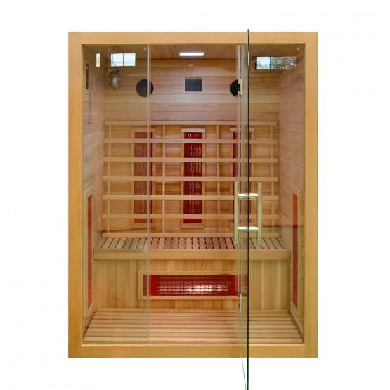Infrarotkabine_Zanier_Visio_III Infrarotkabine Zanier Visio III mit Keramikstrahler, aus Hemlockholz und Zedernholz