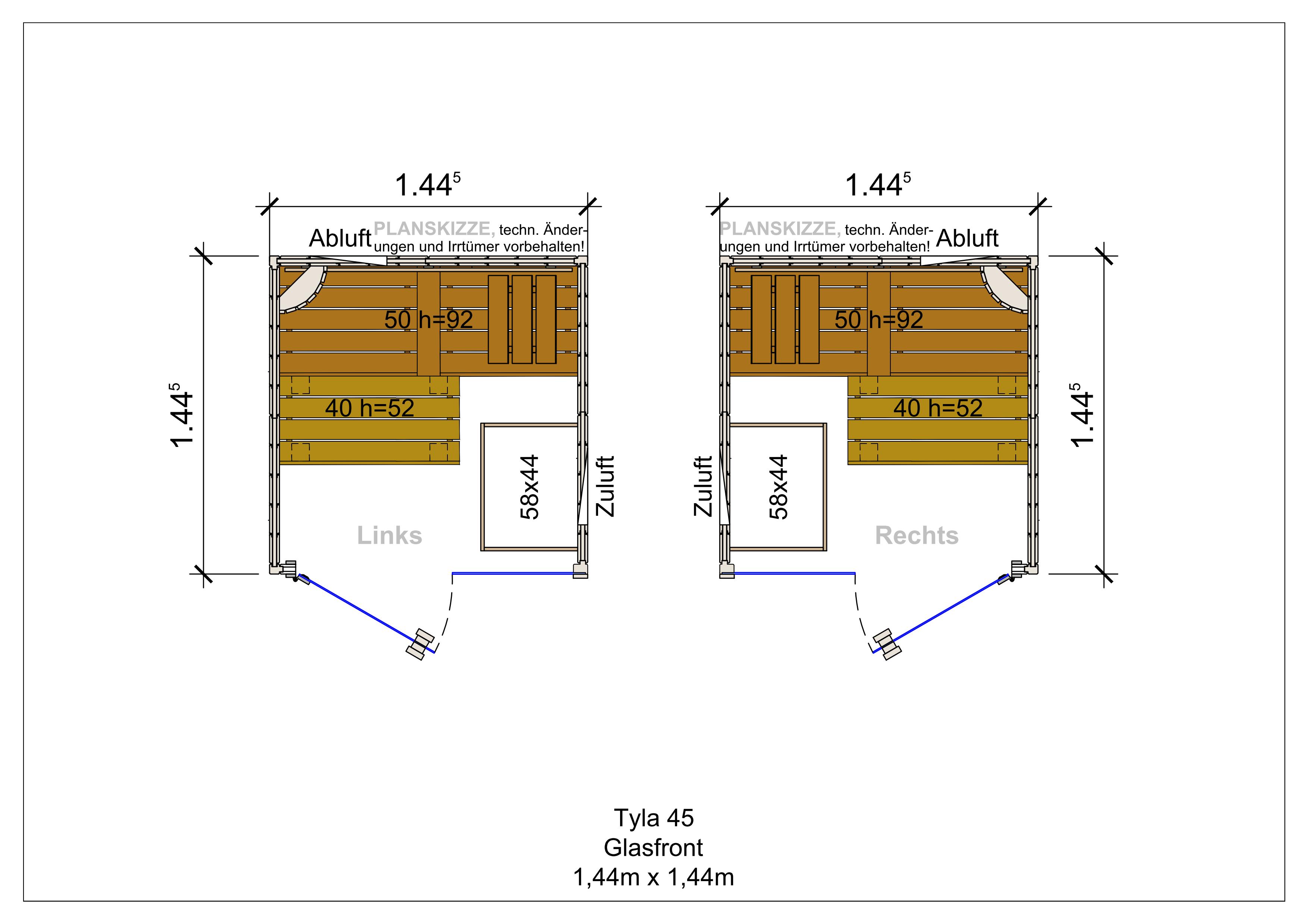 Sauna premium de madera maciza Tyla con frente de cristal fabricada a medida