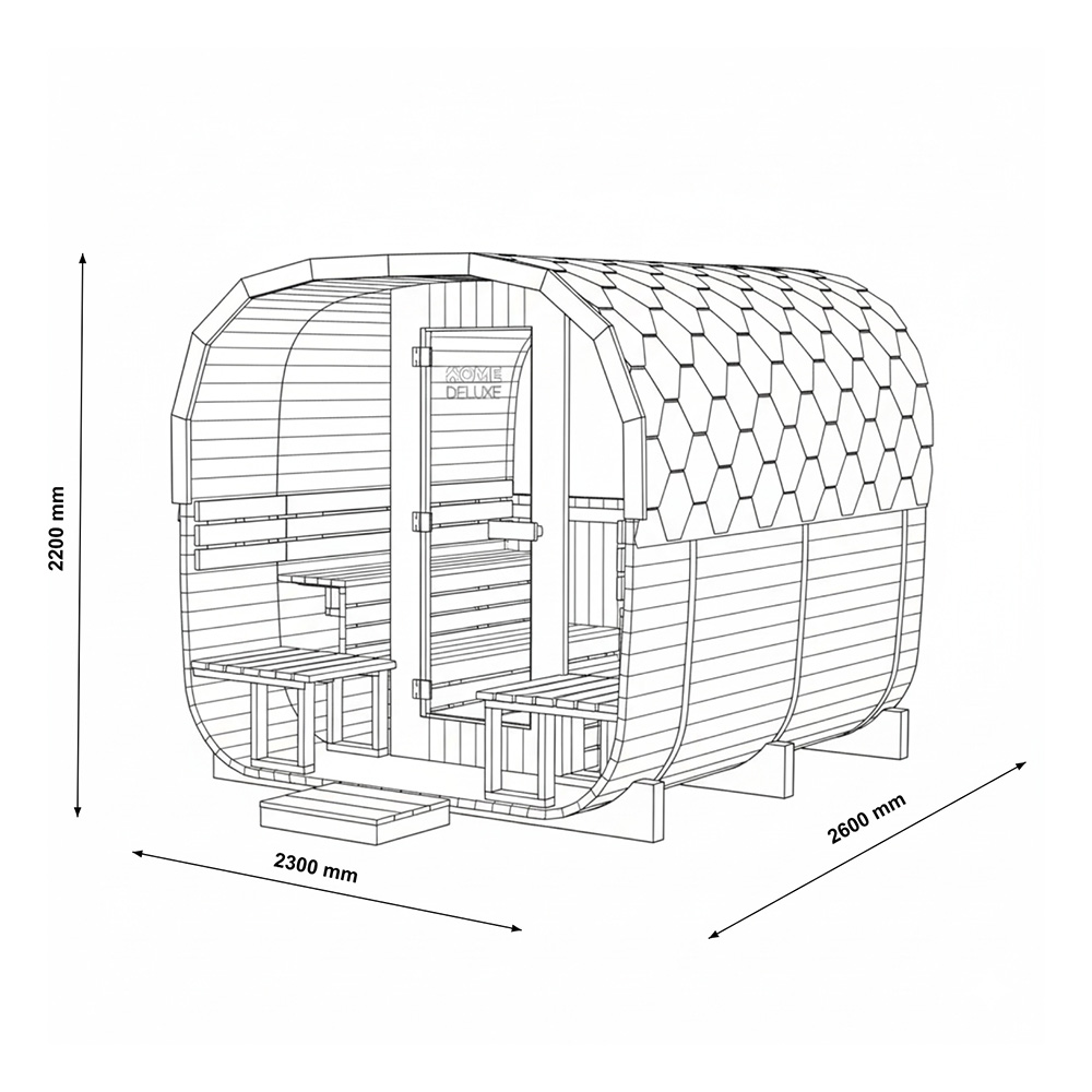 Gartensauna Hygge Deluxe mit Panorama-Glasfront und Veranda