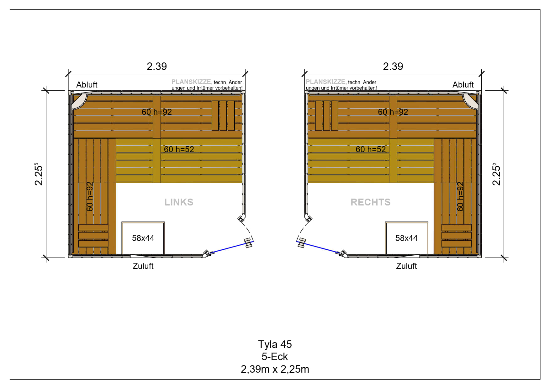 Sauna premium de madera maciza Tyla pentagonal fabricada a medida