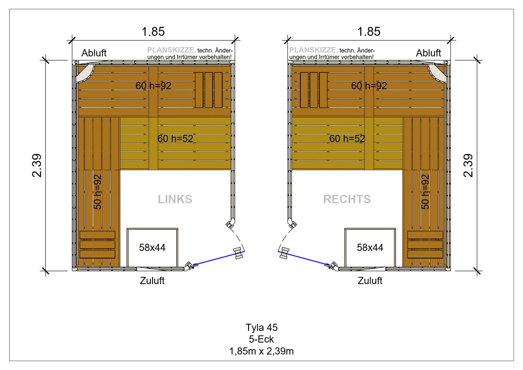 Sauna premium de madera maciza Tyla pentagonal fabricada a medida