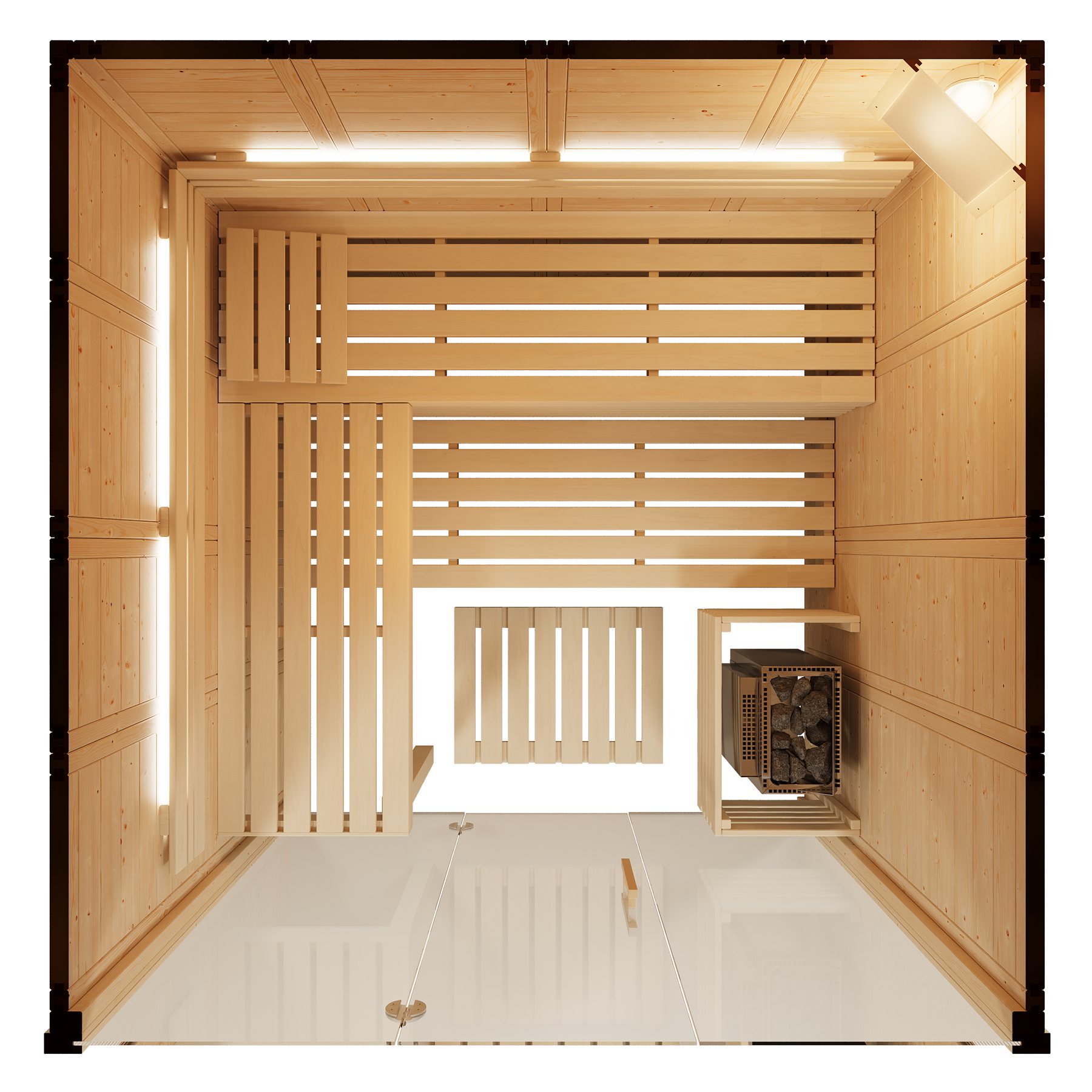 Infraworld Massivholzsauna Solido Glas 215 – Ansicht 4
