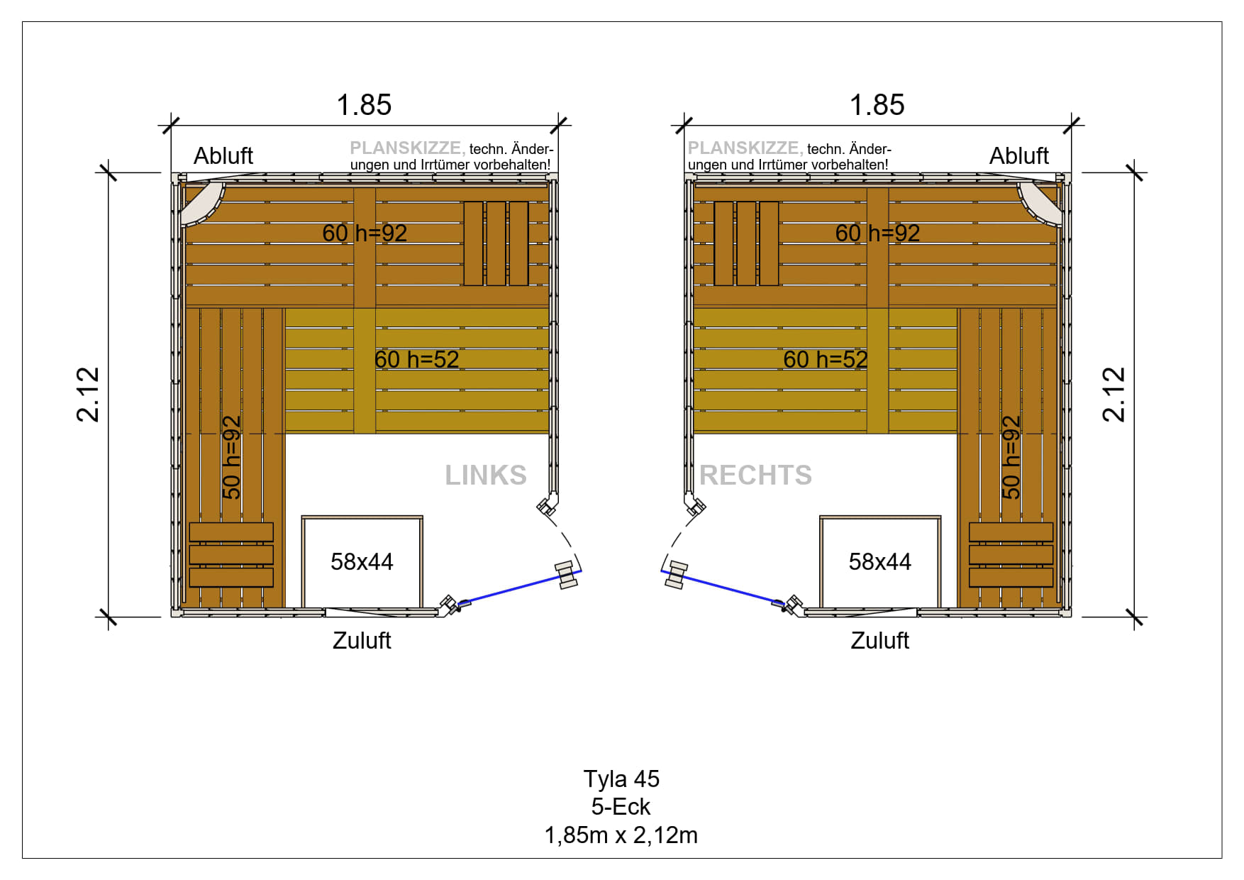 Sauna premium de madera maciza Tyla pentagonal fabricada a medida