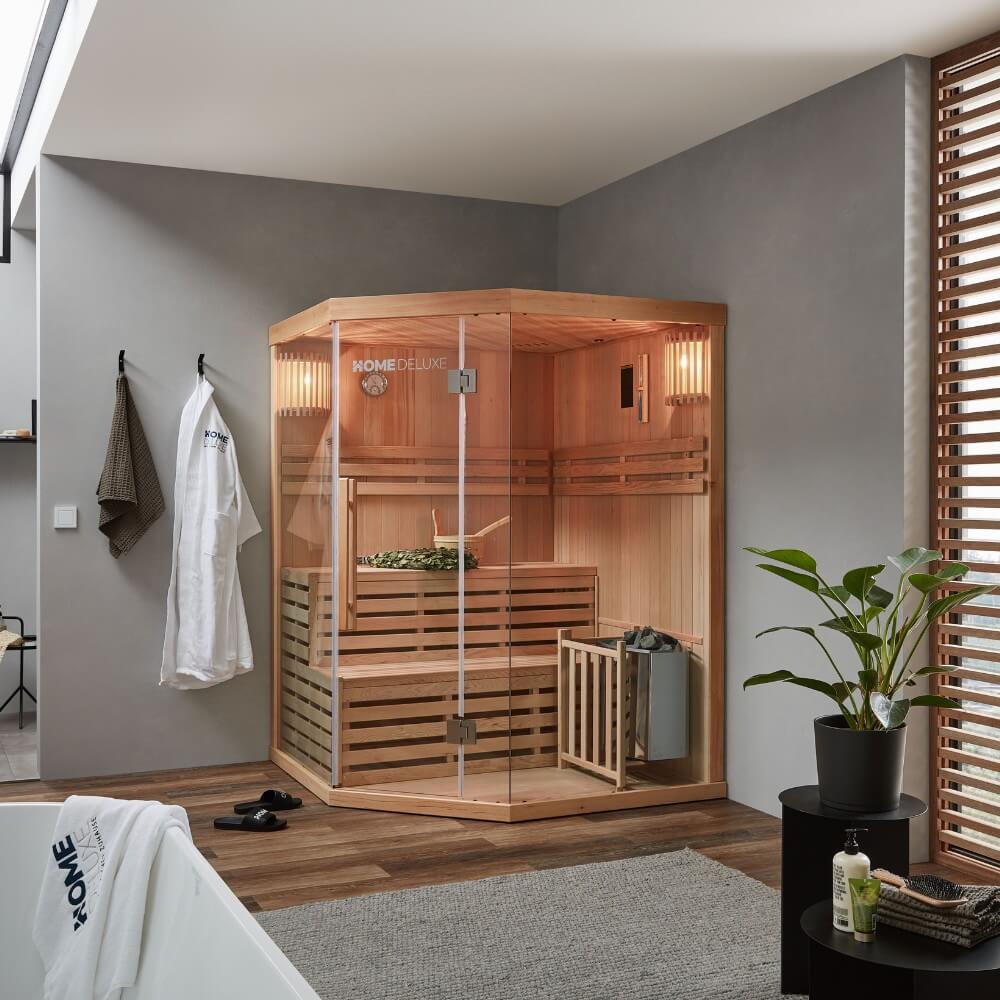 Sauna Skyline XL de madera de Hemlock / 150 x 150 x 200 cm