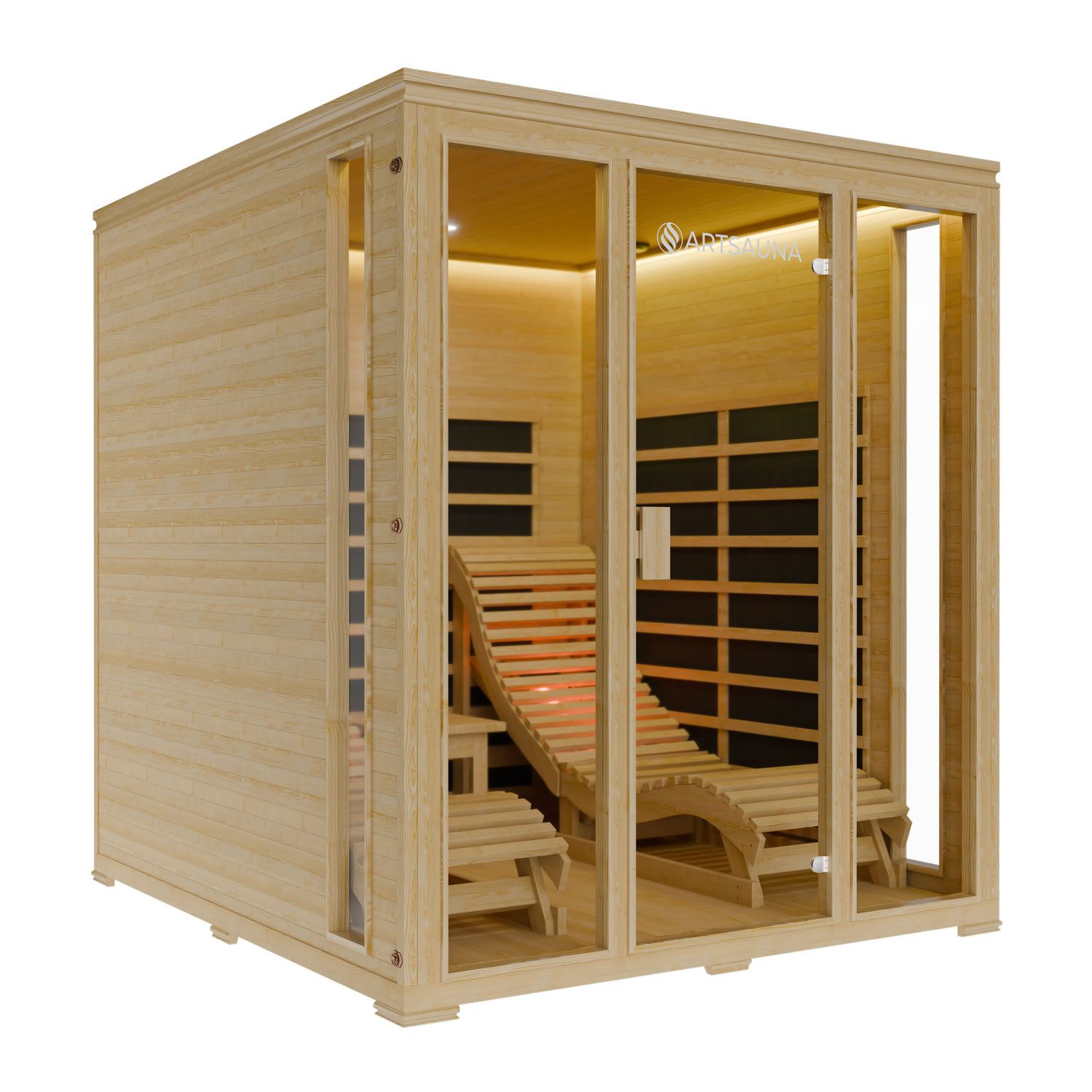 Infrarotkabine Billund mit Dual-Heizsystem und Hemlockholz 170 x 190 x 190 cm
