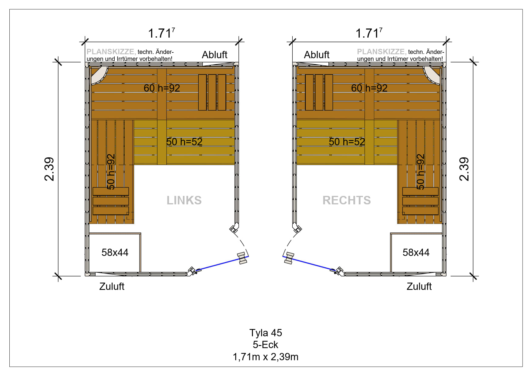 Sauna premium de madera maciza Tyla pentagonal fabricada a medida