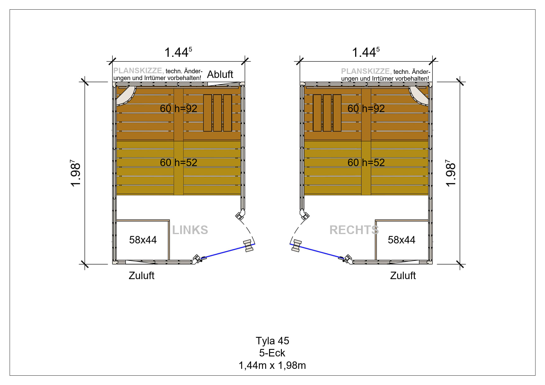 Sauna premium de madera maciza Tyla pentagonal fabricada a medida