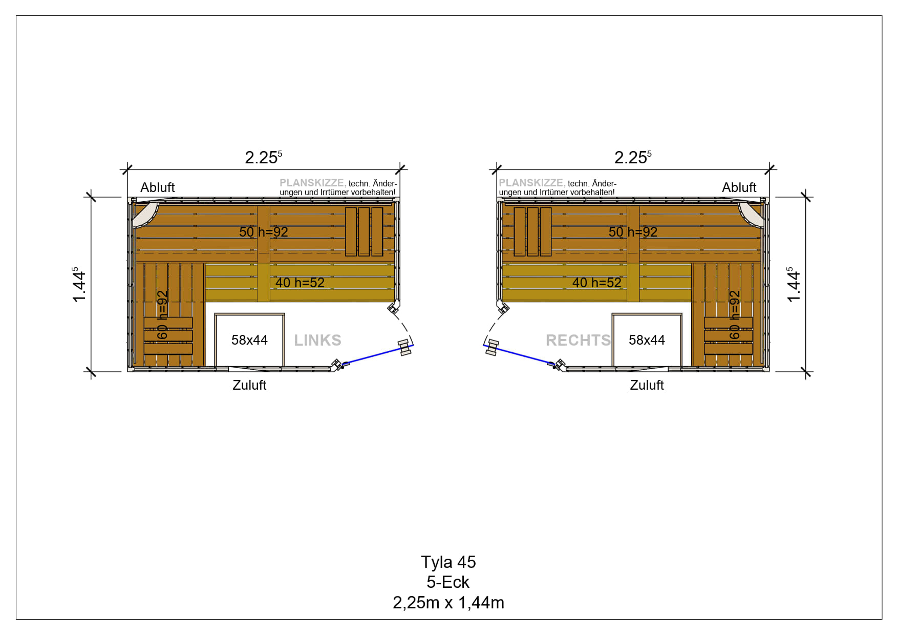 Sauna premium de madera maciza Tyla pentagonal fabricada a medida