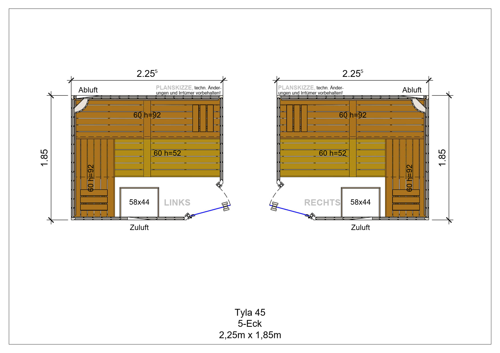 Sauna premium de madera maciza Tyla pentagonal fabricada a medida