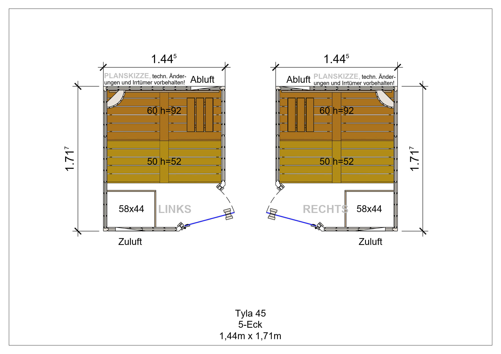 Sauna premium de madera maciza Tyla pentagonal fabricada a medida