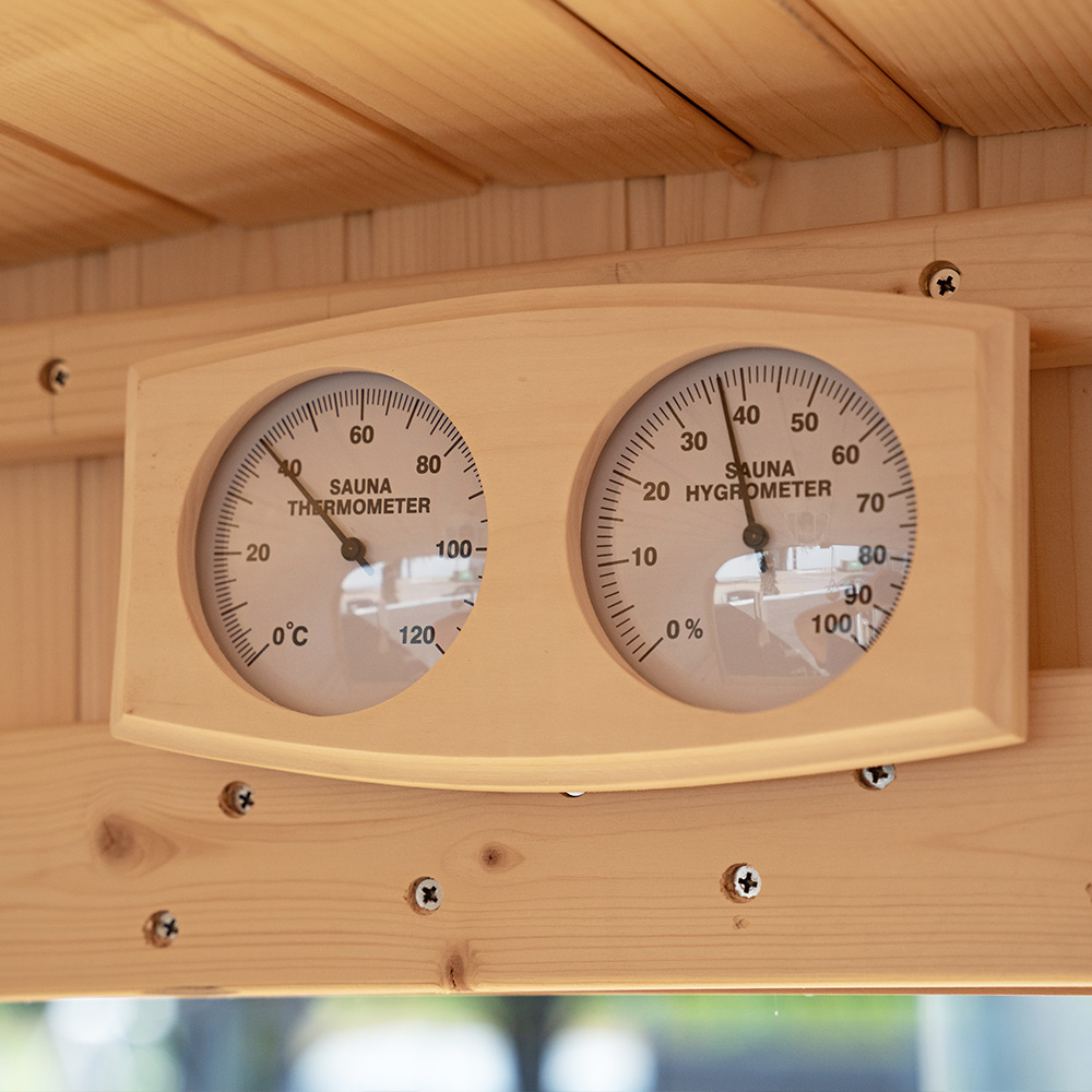 Gartensauna Hygge Deluxe mit Panorama-Glasfront und Veranda