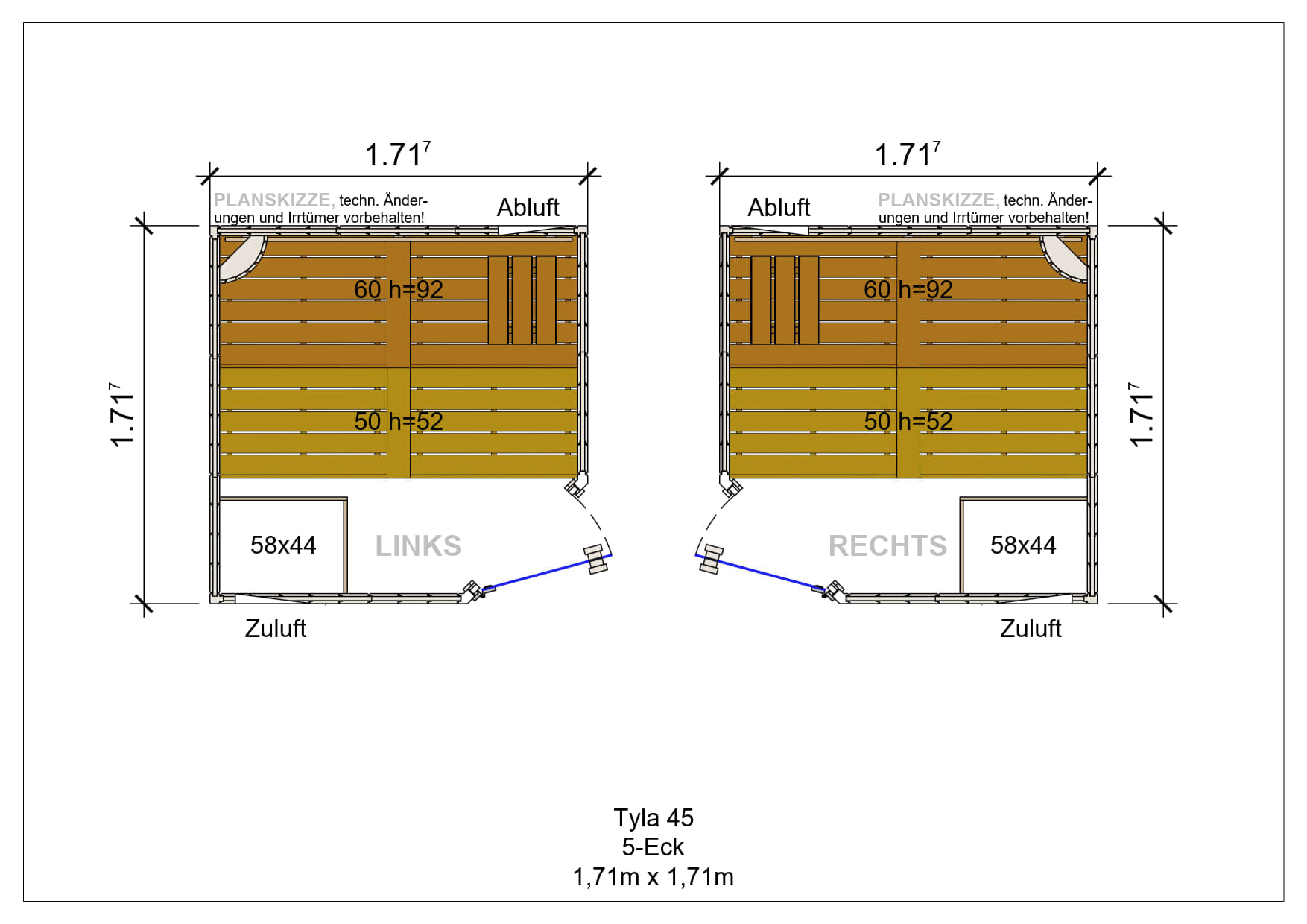 Sauna premium de madera maciza Tyla pentagonal fabricada a medida